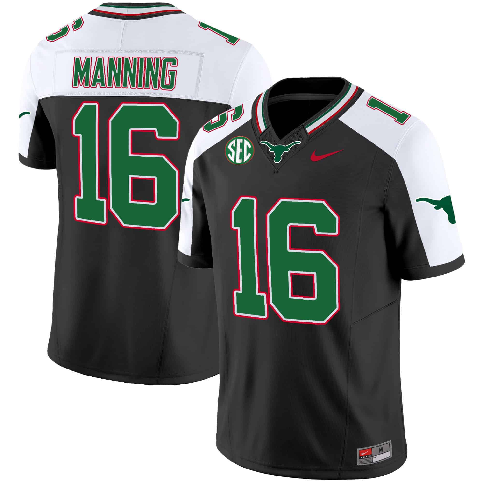 Men Texas Longhorns #16 Manning Black 2024 Nike Mexico SEC Patch Vapor NCAA Jersey style 1->indianapolis colts->NFL Jersey
